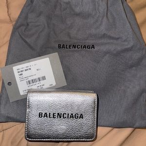 Balenciaga Goatskin Logo Everyday Mini Wallet